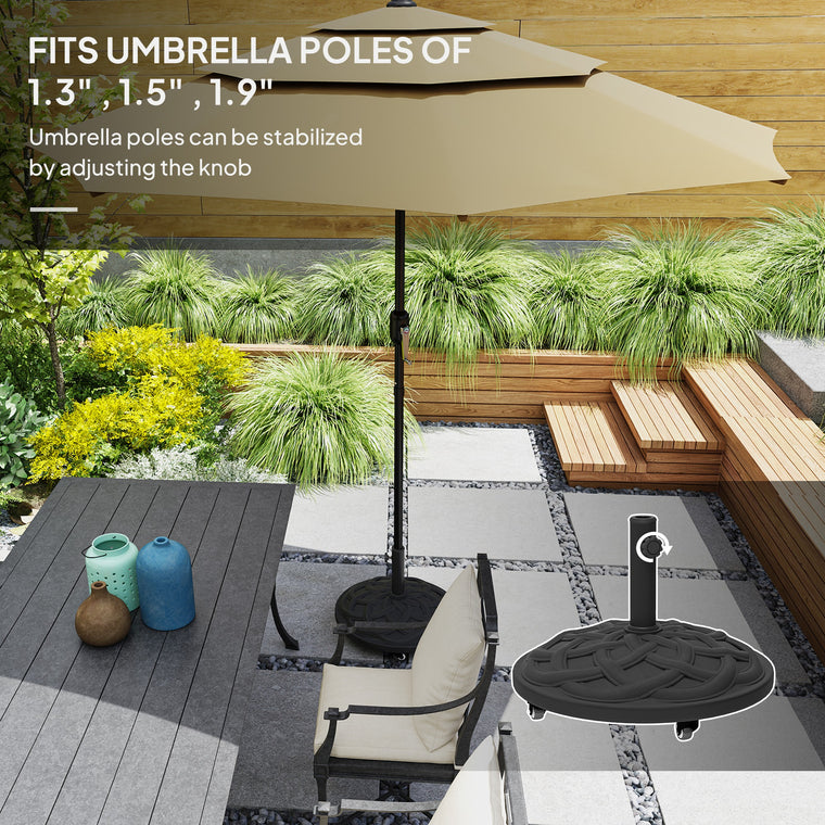 44 lbs Black Resin Umbrella Base with Wheels