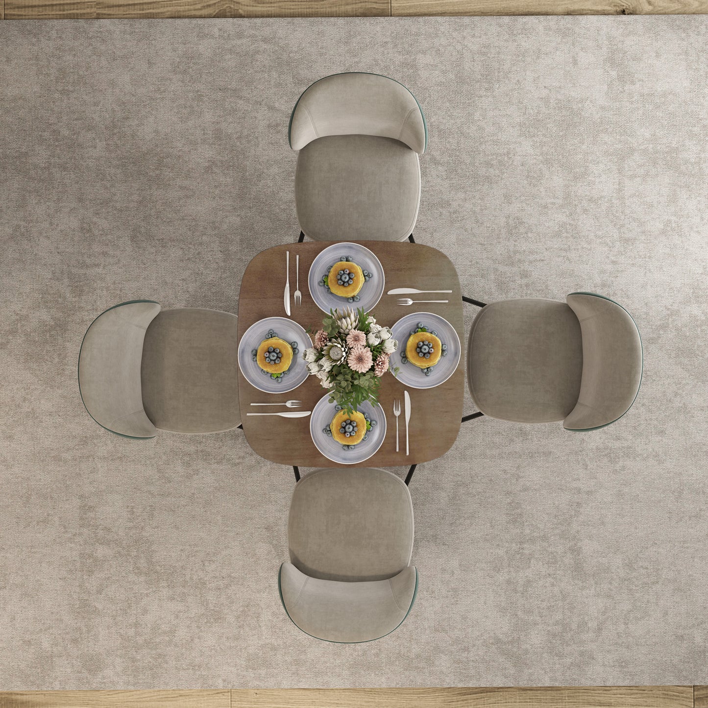 Dining Table for 4 People - Modern Kitchen Table with Wood-Effect Top, 27.6" x 27.6", Dark Brown