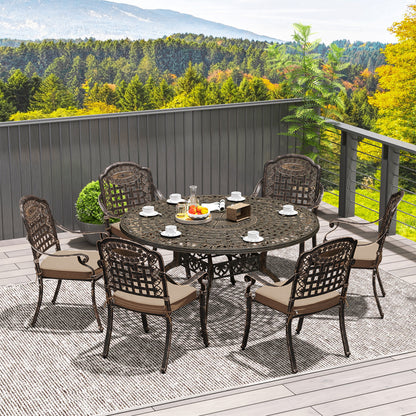 7-Piece Aluminum Outdoor Dining Set with Umbrella Hole