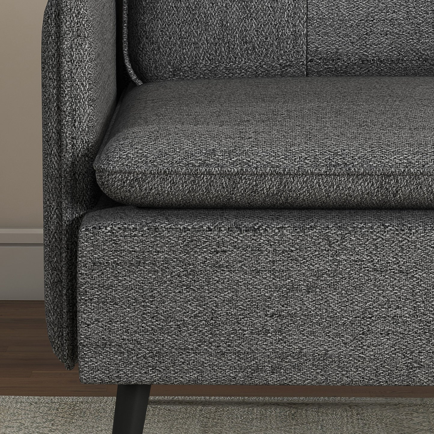 Accent Chair, Upholstered Armchair with Tufted Back Cushion and Steel Legs for Living Room, Bedroom, Dark Grey
