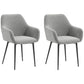 Dining Chairs Set of 2, Velvet-look Fabric Upholstered Kitchen Chairs with Backrest, Armrests and Steel Legs, Dark Grey