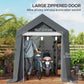 Outdoor Storage Shed Portable Garage with Roll-up Door for Motorcycle, Bike, Garden Tools, Beige