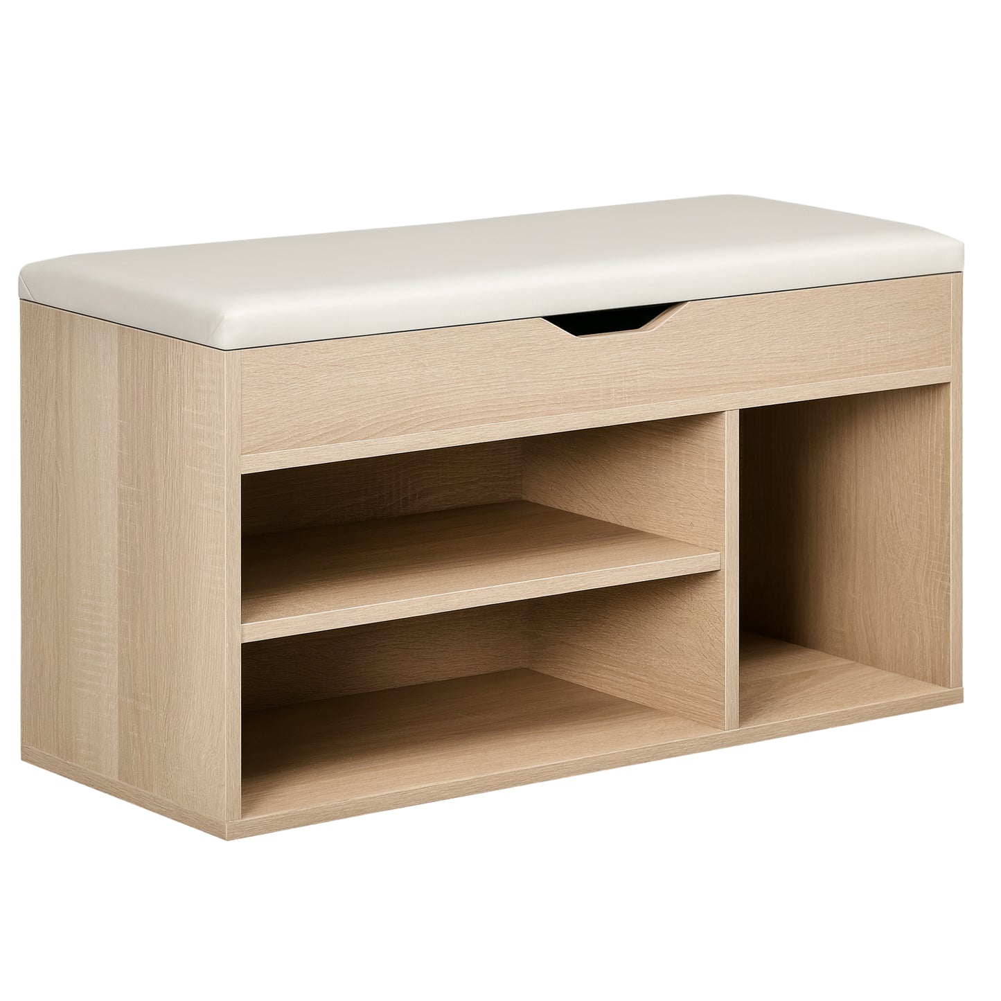 Shoe Bench Entryway Storage Rack with Padded Cushion, Hidden Storage for Hallway, Living Room, Natural