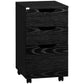 Vertical Filing Cabinet, 3 Drawer Mobile File Cabinet, Under Desk Office Storage Cabinet with Wheels, Black Wood Grain