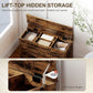 Shoe Storage Bench with Flip Drawer and Lift Top Storage, Entryway Bench with Seat Cushion for Hallway, Rustic Brown