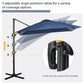 8' x 8' Square Patio Hanging Offset Umbrella with 360° Rotation, Aluminum Outdoor Cantilever Parasol with Crank & Tilt, Sun Canopy Shelter with Cross Base, Dark Blue