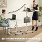 Height Adjustable Standing Desk, Pneumatic Sit Stand Desk with Wheels and Headphone Hook, White Wood Grain
