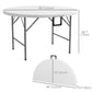Φ48" Folding Patio Table, Outdoor HDPE Picnic Table, Card Table for 6, Round Folding Banquet with Metal Frame, White