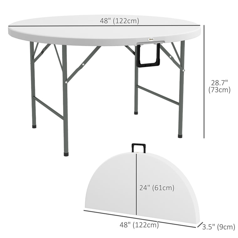 48" Round Folding Banquet Table with Metal Frame
