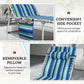 Tanning Chair with Face Hole and Side Table, Folding Outdoor Lounge Chair with Carry Straps, Side Pocket, Blue Stripe
