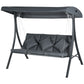 3-Person Patio Swing Chair, Outdoor Porch Swing Bench with Adjustable Canopy, Cushioned Seat, Dark Grey