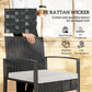 Outdoor Bistro Set, 3 Piece Wicker Patio Furniture Set with Glass Top Table and Cushions for Porch, Balcony, Cream White