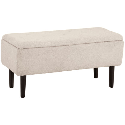 Storage Bench Ottoman with Lamb's Wool - Cream White