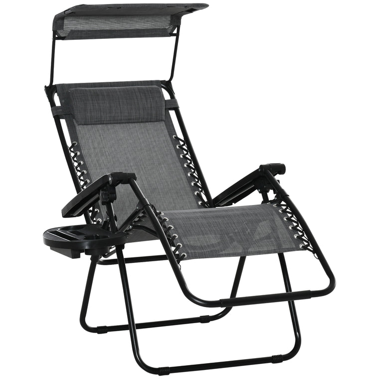 Zero Gravity Lounger with Canopy Shade and Cupholder