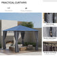 Polycarbonate Hardtop Gazebo Canopy, Outdoor Patio Gazebo with Aluminum Frame & Curtains, Dark Grey