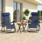 Zero Gravity Chair Set of 2 Patio Chair with Side Table Cupholders and Pillows for Pool, Backyard, Lawn, Blue