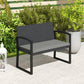 2 Seater Outdoor Bench, Rattan Garden Bench Loveseat with Cushion, Armrests, Steel Frame for Patio, Porch, Beige