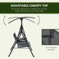 2 Person Covered Porch Swing Patio Swing with Pivot Storage Table, Cup Holder, & Adjustable Overhead Canopy, Black