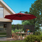 9.7ft Offset Patio Umbrella Garden Hanging Parasol Banana Cantilever Umbrella with Base, Crank, Wine Red