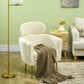 Barrel Accent Chair with Detachable Headrest, Modern Armchair for Living Room, Home Office, Cream White