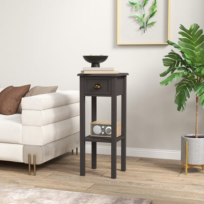 2-Tier Side Table with Drawer - Coffee