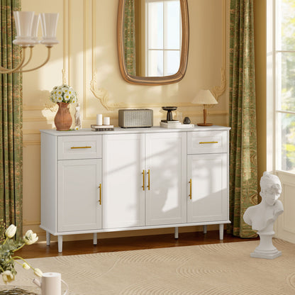 55" Buffet Cabinet with Soft-Close Doors and Drawers - White
