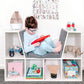 6-Cubby Bookcase with Seat Cushion, Cube Storage Shelf with Reading Nook for Home Office, Study, Grey