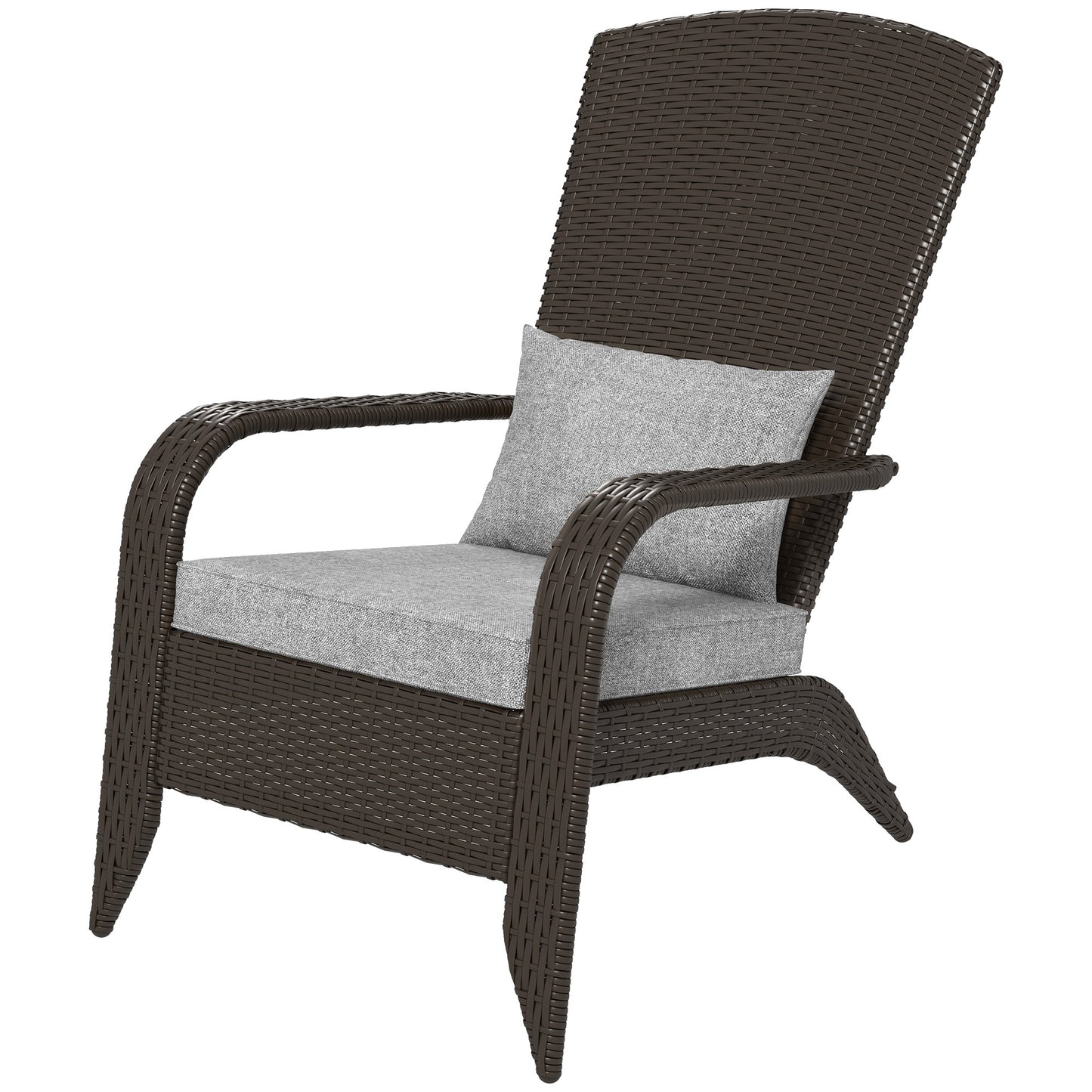 Patio Wicker Adirondack Chair, Outdoor Rattan Muskoka Chair with Cushions for Patio, Garden, Backyard Dark Blue
