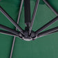 10' Deluxe Patio Umbrella, Outdoor Market Parasol, Banana Hanging Offset Sunshade with Crank, Cross Base, Dark Green