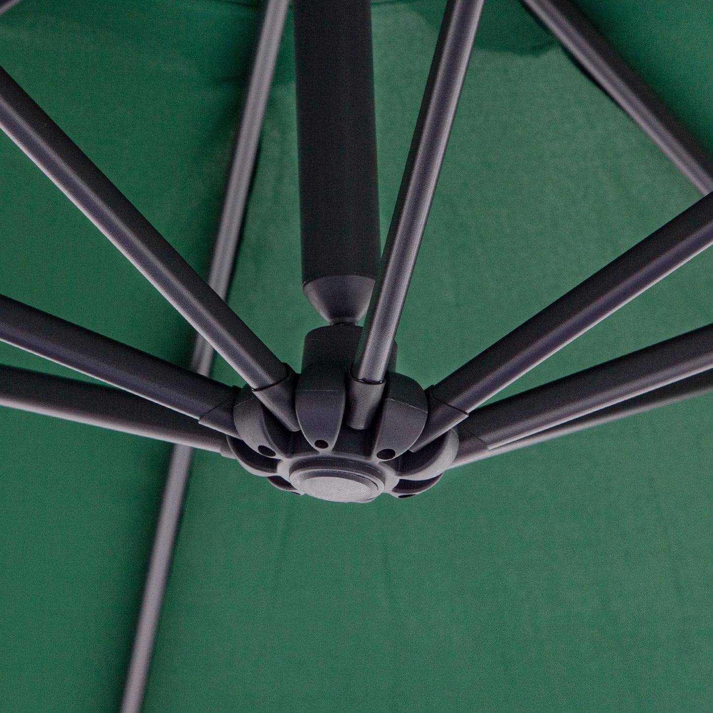 10' Deluxe Patio Umbrella, Outdoor Market Parasol, Banana Hanging Offset Sunshade with Crank, Cross Base, Dark Green