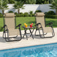 Zero Gravity Chair Set of 2 Patio Chair with Side Table Cupholders and Pillows for Pool, Backyard, Lawn, Beige