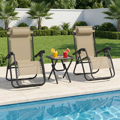 Set of 2 Zero Gravity Chairs with Side Table