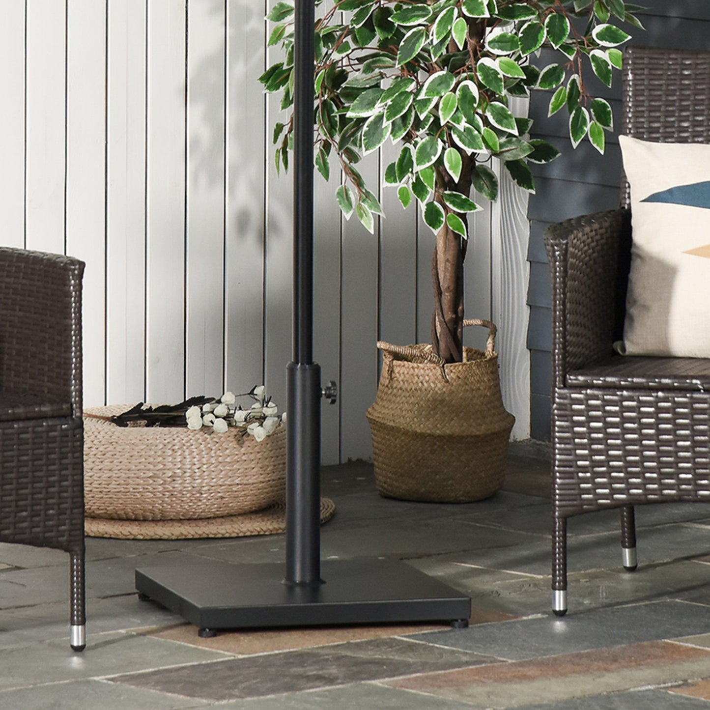 40 lbs Steel Square Umbrella Base Stand w/ Adjustable Knob Parasol Stand Garden Patio Outdoor Home, Black