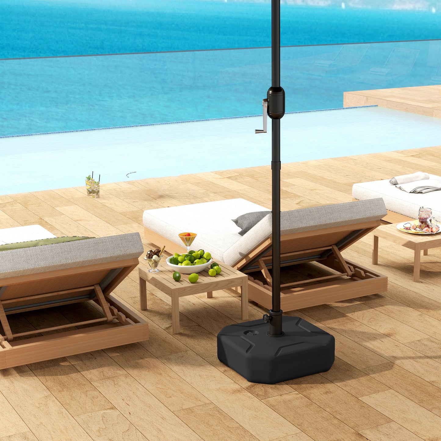 Square Patio Umbrella Base Holder, Outdoor Umbrella Stand, 17.7" L x 17.7" W x 9.8" H Black
