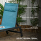 Outdoor Lounge Chair, 5-Position Tanning Chair with Wheels, Headrest, Aluminum Frame for Poolside, Beach, Blue