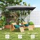 Patio Offset Umbrella UPF 50+ UV Protection, Crank Parasol with Base, Cover & Wind Securing, Khaki