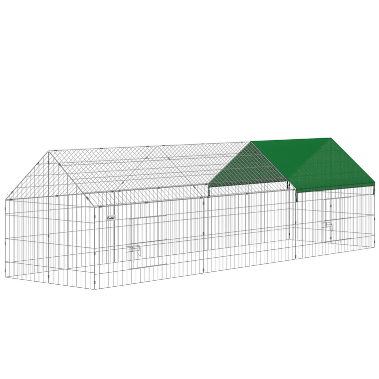 106" Green Metal Chicken Coop with UV-Resistant Cover