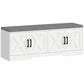 Shoe Bench with Cushion Shoe Storage Bench with Doors Adjustable Shelves for Entryway, White