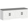 Cushioned Shoe Storage Bench with Doors - White