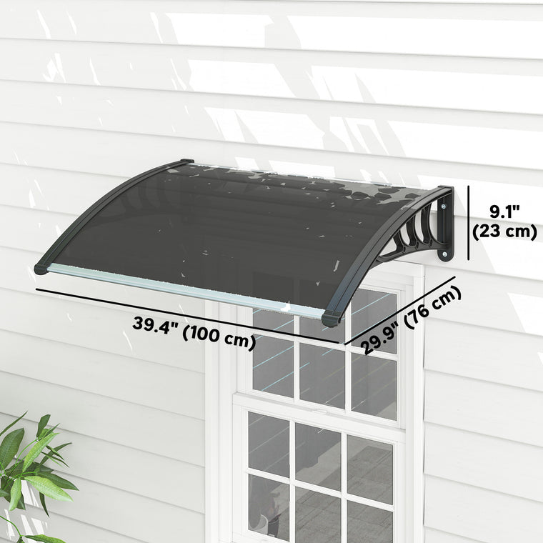 29.9" x 39.4" Transparent Polycarbonate Door Awning Canopy