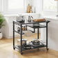 Outdoor Grill Cart, BBQ Stand, Three-Shelf Pizza Oven Stand with Hooks, Garbage Bag Holder, Wheels, Black