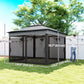 10.7 x 10.7ft Pop Up Gazebo, Adjustable Instant Sun Shelter with UV30+ Roof Cover, Removable Mesh Curtains, Dark Grey