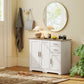 40" Sideboard Buffet Cabinet, Modern Kitchen Storage Cabinet with 2 Drawers, 3 Doors & Adjustable Shelf, White
