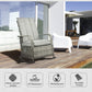 Outdoor Wicker Rocking Chair with Cushion, Patio PE Rattan Recliner Chair with Adjustable Footrest, Armrests, Red