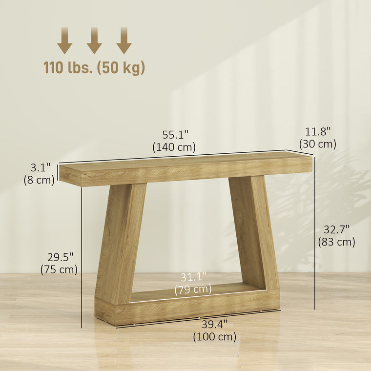 55" Farmhouse Console Table with Storage - Oak
