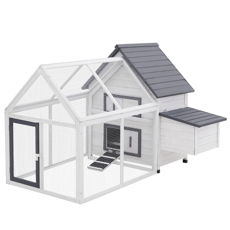 65" Wooden Chicken Coop with Ramp & Ladder