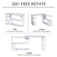 47" L Shaped Desk, 360° Rotating Corner Desk, Reversible Computer Writing Table Workstation with Storage Shelf for Home Office, White