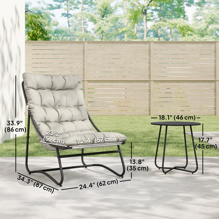 3-Piece Bistro Set with Round Table and Mesh Seats