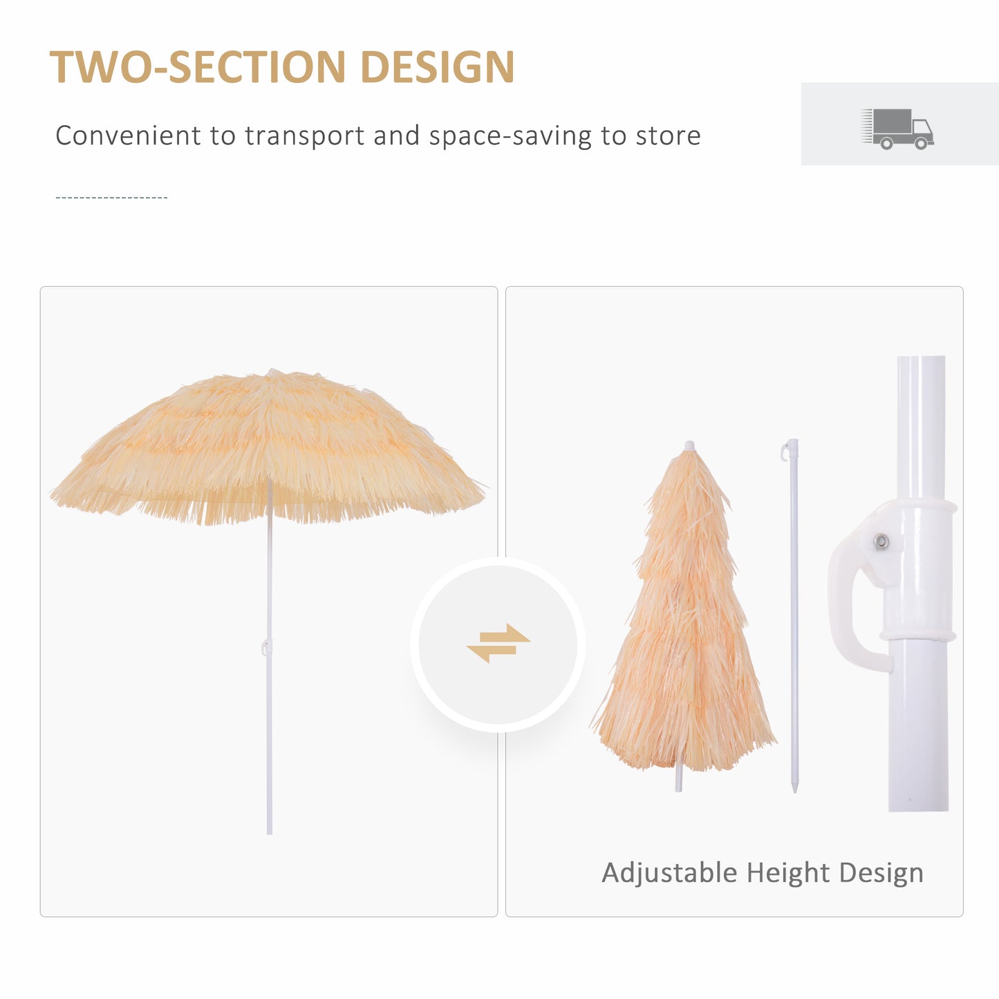 6FT Beach Umbrella Tilt Sunshade Height Adjustable Outdoor Market Patio Yard Crank Deck Sun Shade, Wheat