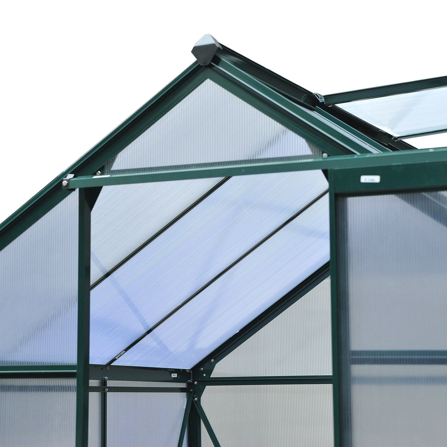 6.2' x 6.3' x 6.6' Clear Polycarbonate Greenhouse Large Walk-In Green House Garden Plants Grow Galvanized Base Aluminium Frame w/ Slide Door